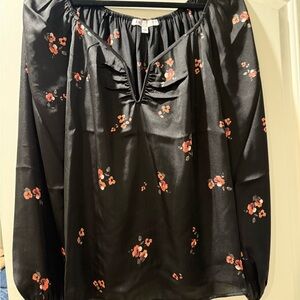 DR2 Black Top with Pink Floral Accents